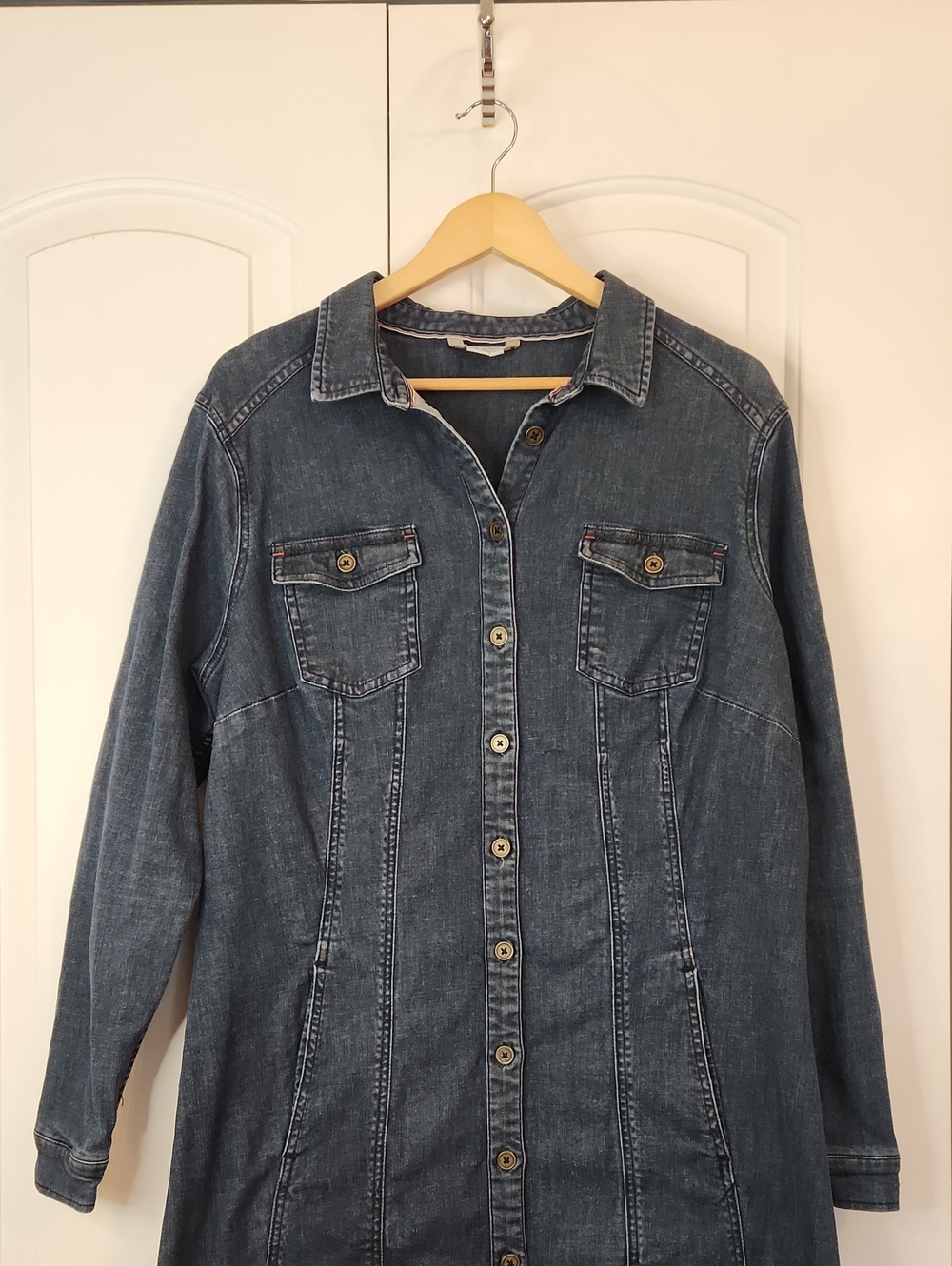 BODEN Laura Denim Button Front Stretch Shirt Dress Size 16L - Picture 4 of 16
